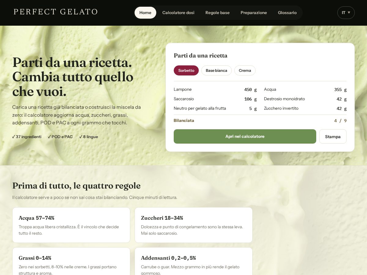 Landing-page snapshot of perfectgelato.com
