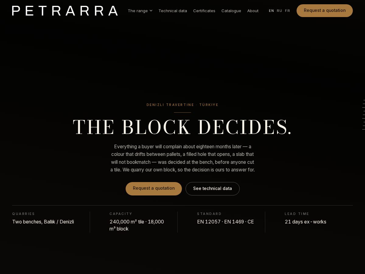 Landing-page snapshot of petrarra.com