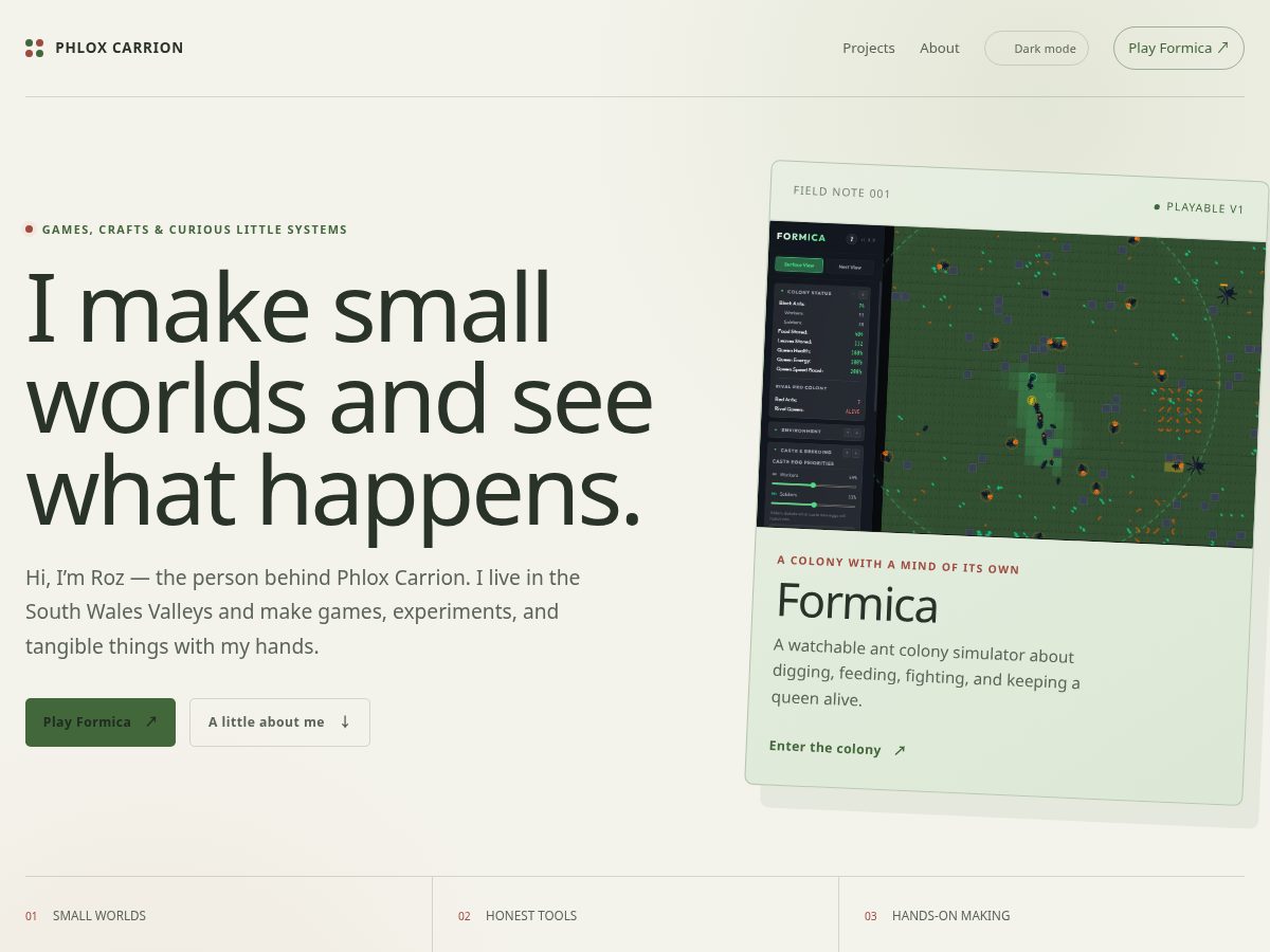 Landing-page snapshot of phlox-carrion.com