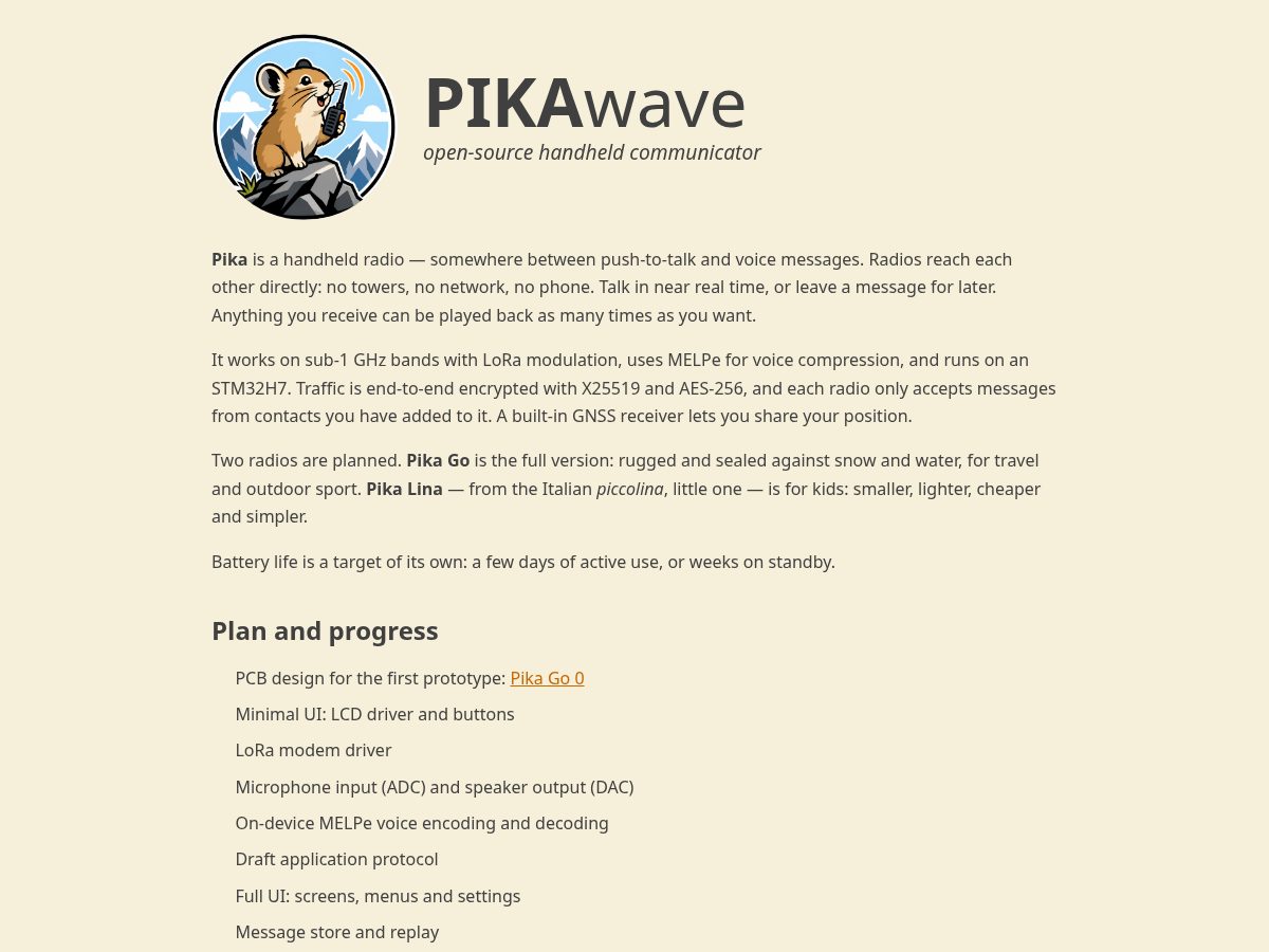 Landing-page snapshot of pikawave.org