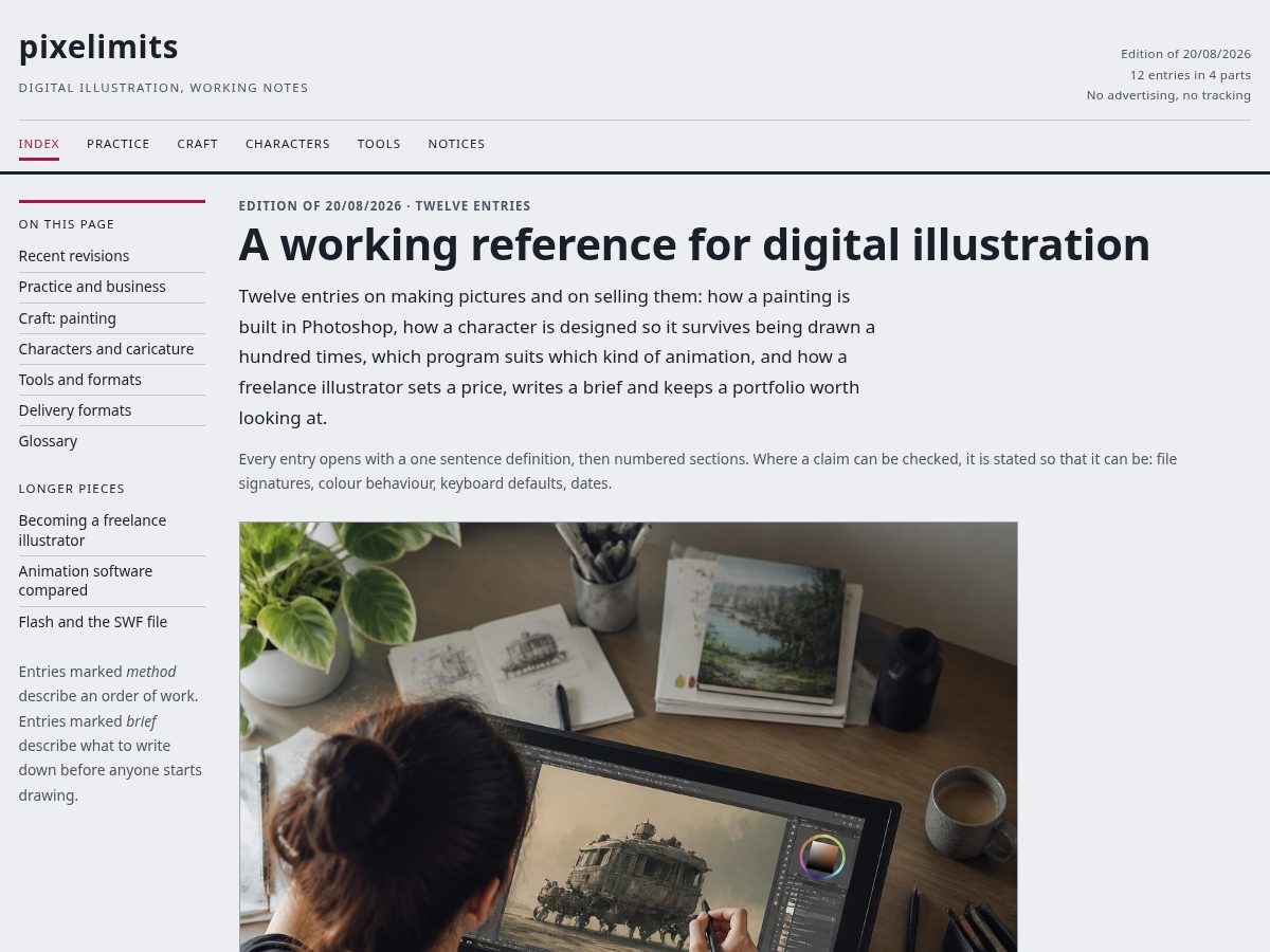 Landing-page snapshot of pixelimits.com