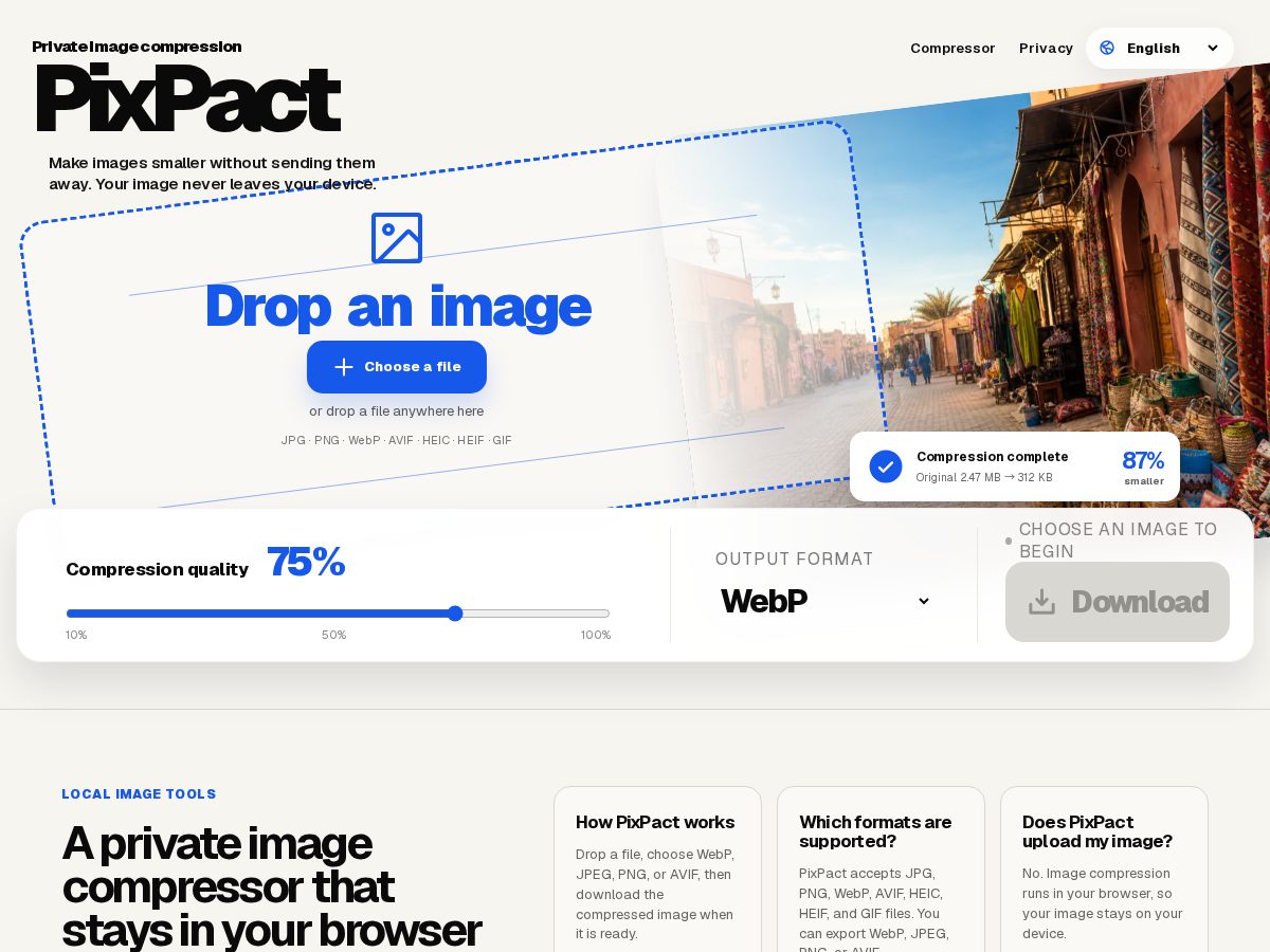 Landing-page snapshot of pixpact.top