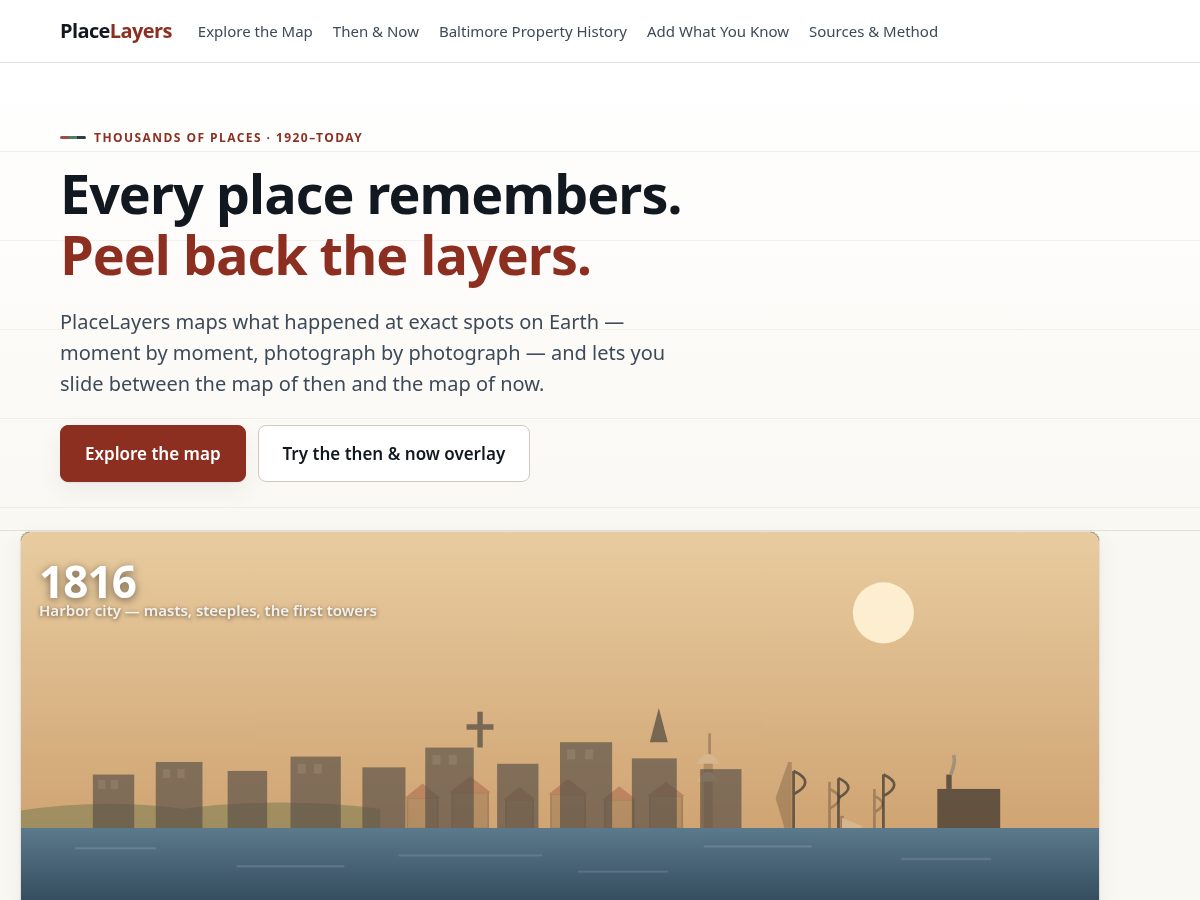 Landing-page snapshot of placelayers.com