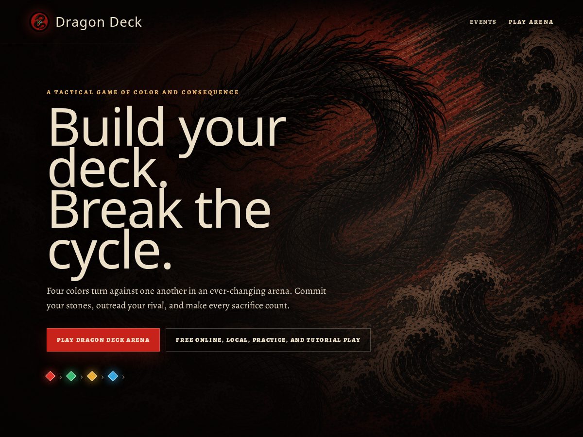 Landing-page snapshot of playdragondeck.com