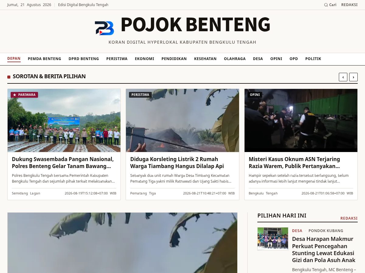 Landing-page snapshot of pojokbenteng.com