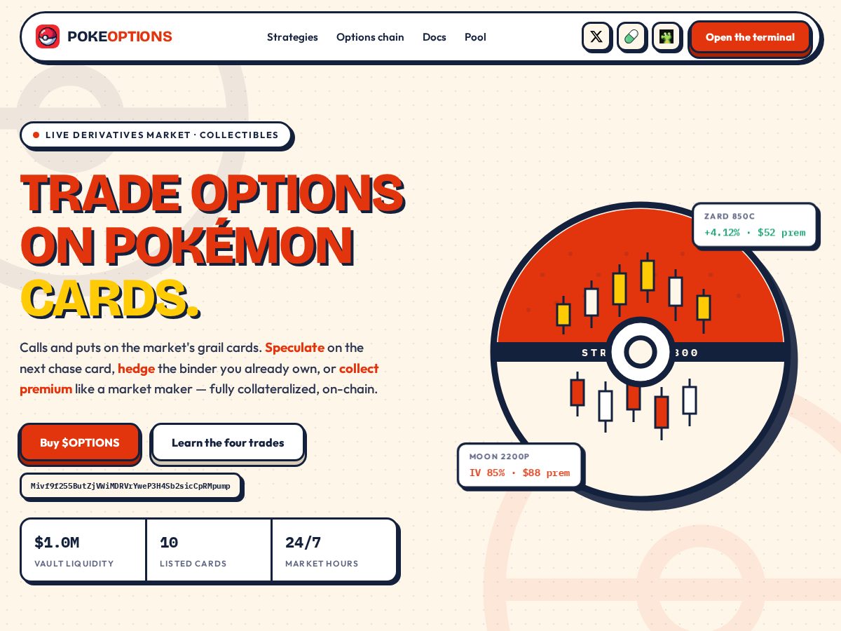 Landing-page snapshot of pokeoptions.online