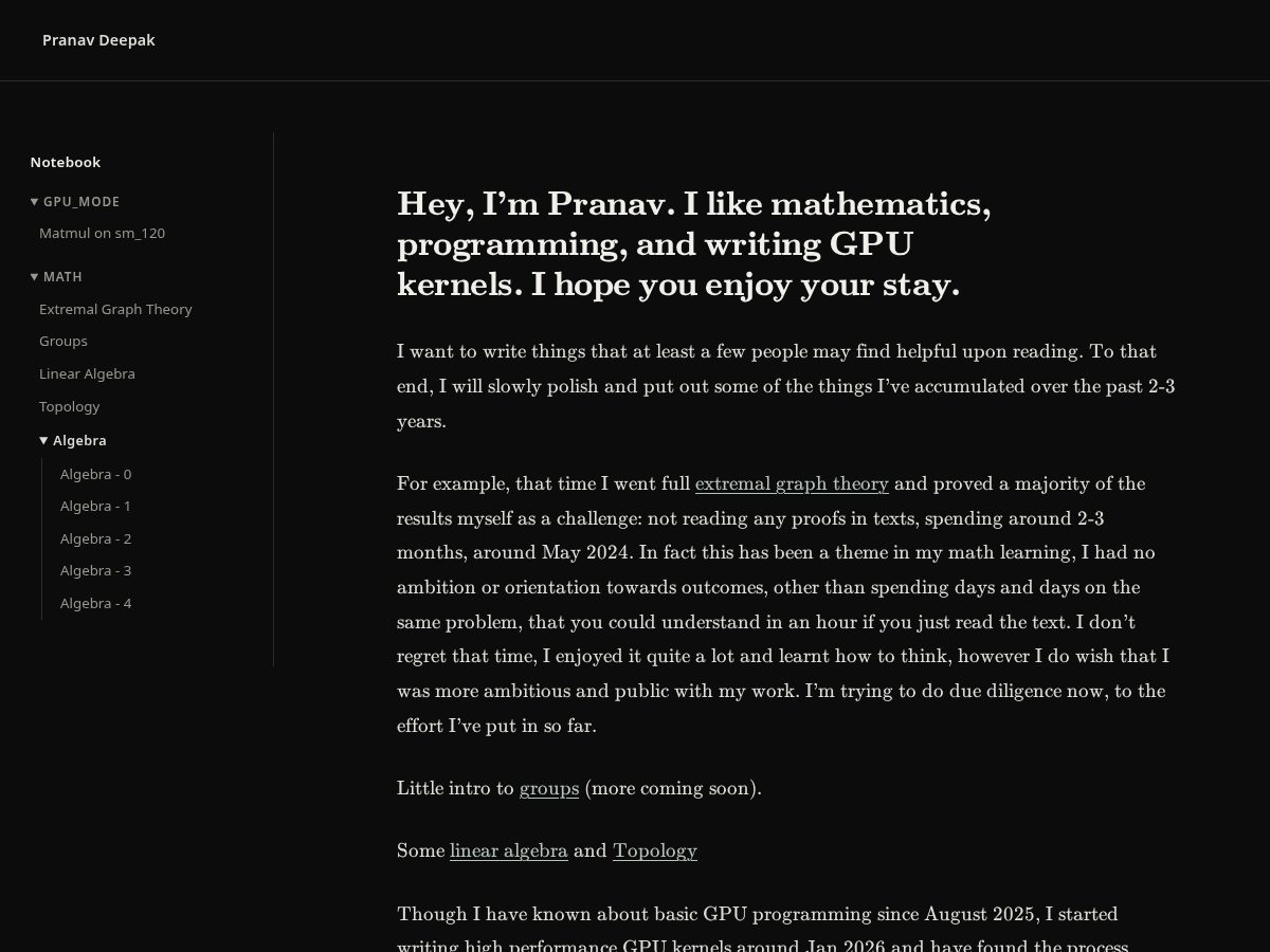 Landing-page snapshot of pranavdeepak.com
