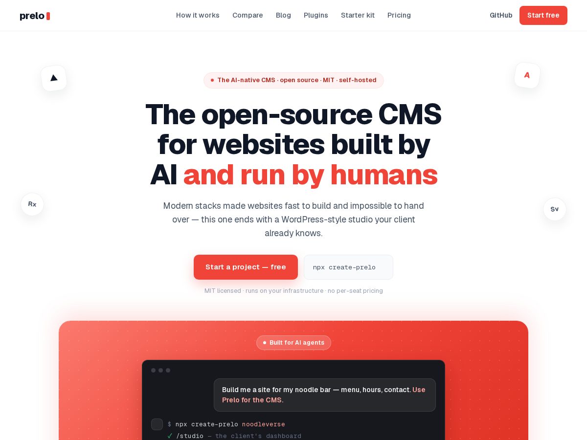 Landing-page snapshot of prelo.dev