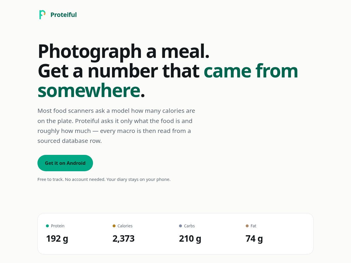 Landing-page snapshot of proteiful.com
