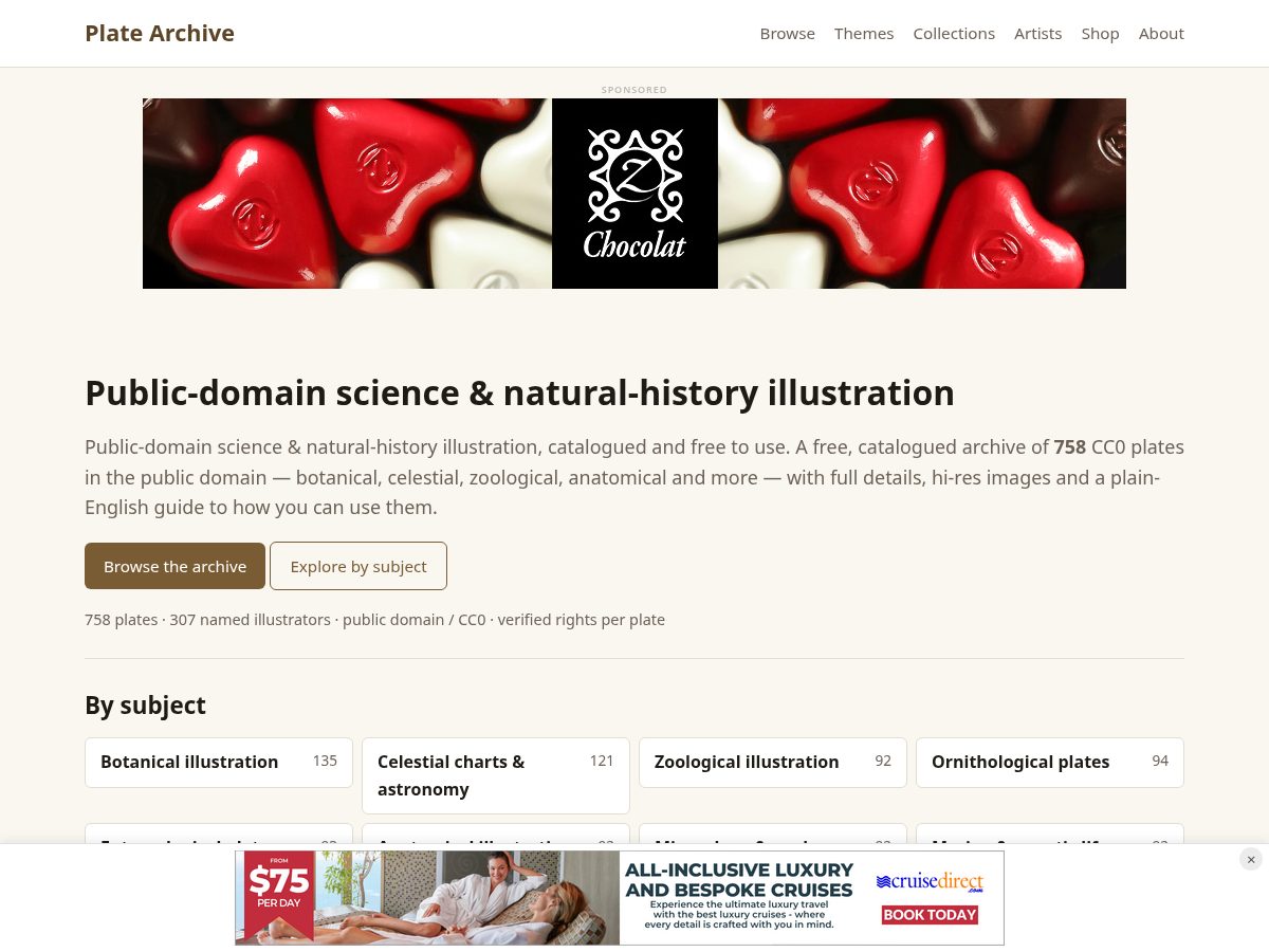 Landing-page snapshot of publicdomainplates.com