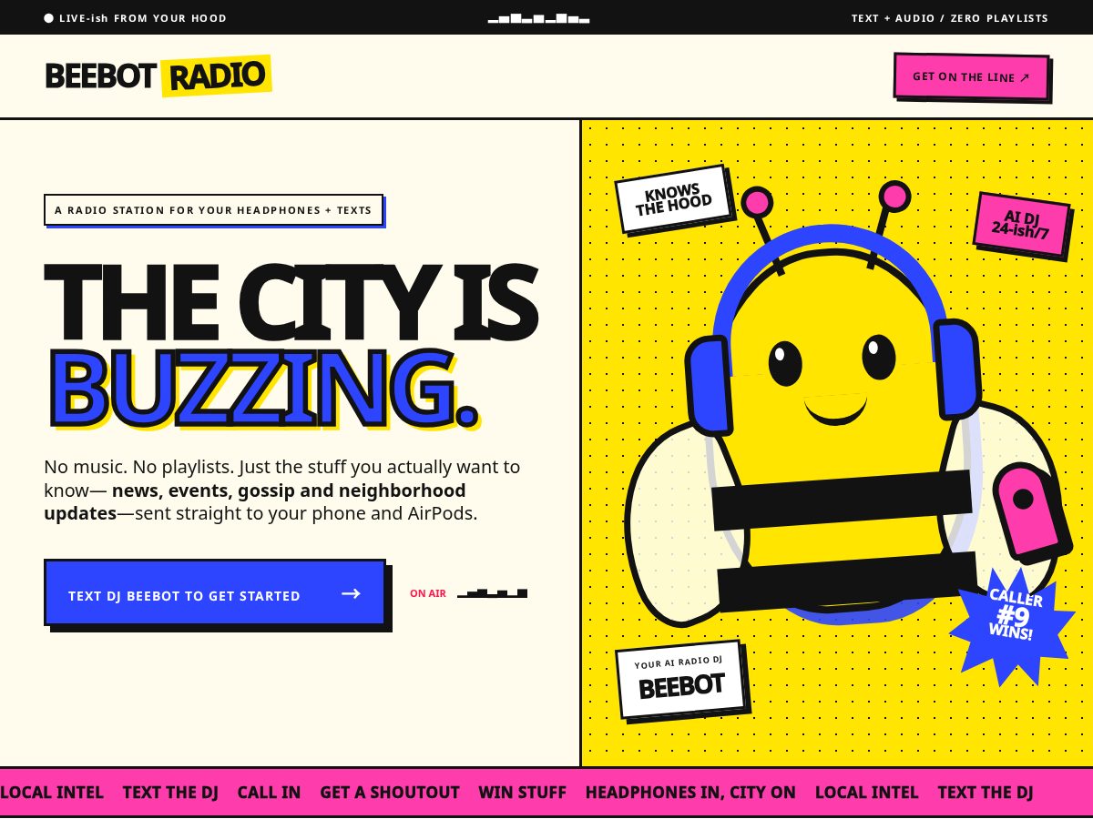 Landing-page snapshot of radiobeebot.com