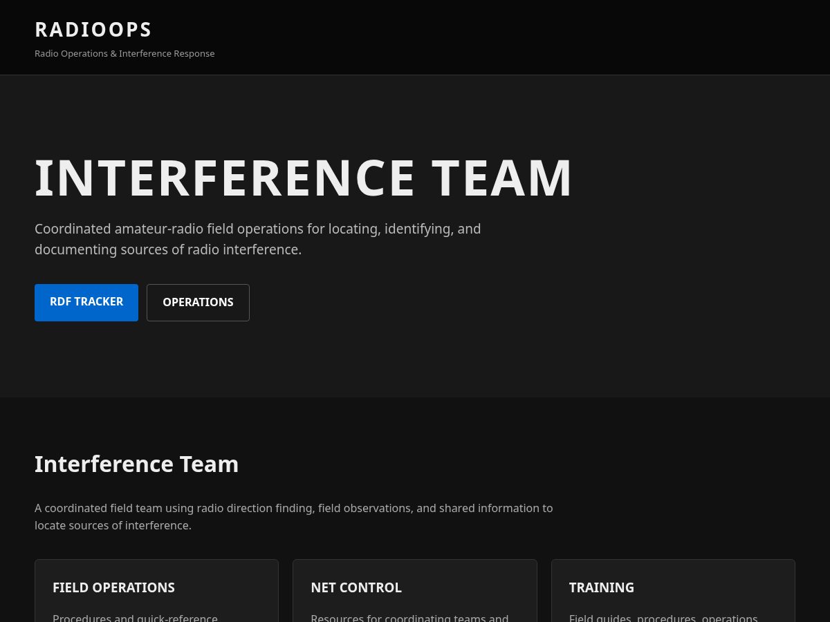 Landing-page snapshot of radioops.org