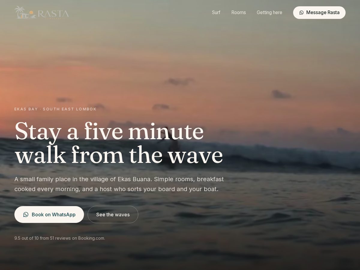Landing-page snapshot of rastahomestay.com