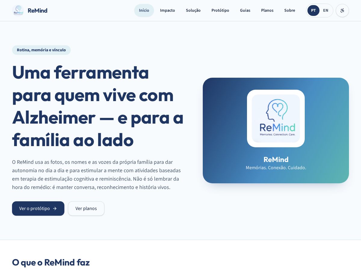 Landing-page snapshot of remindcare.org