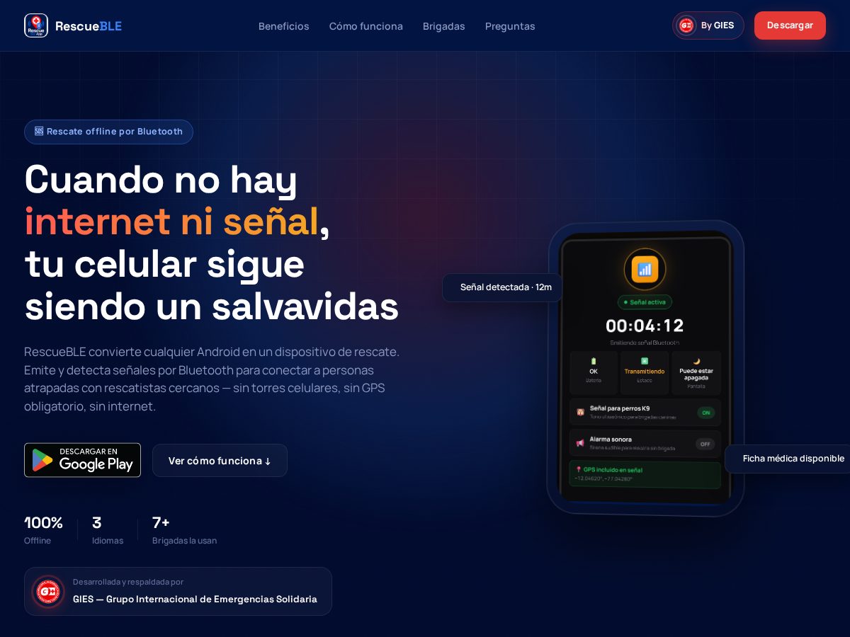 Landing-page snapshot of rescueble.app