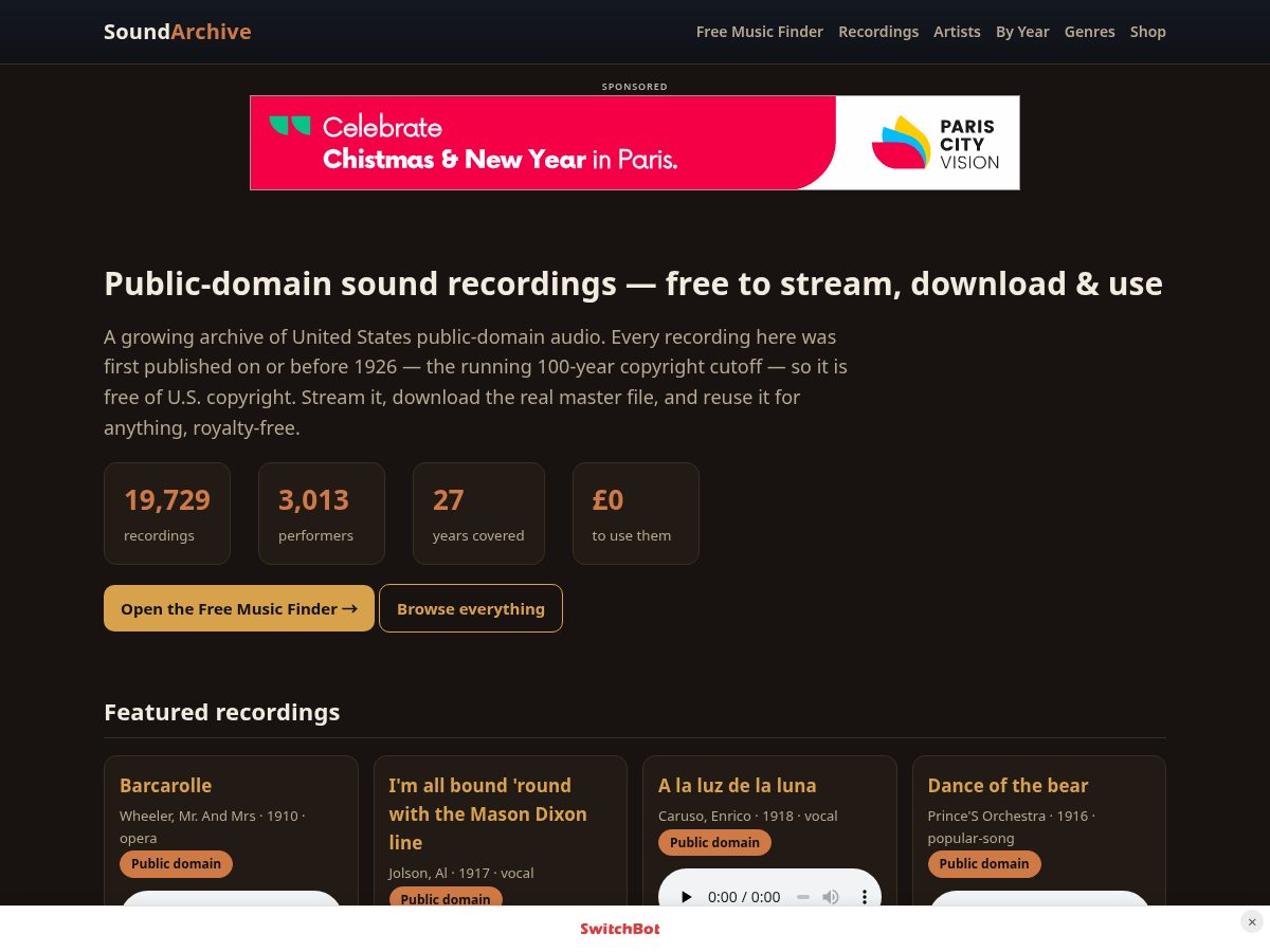 Landing-page snapshot of restoredsound.com
