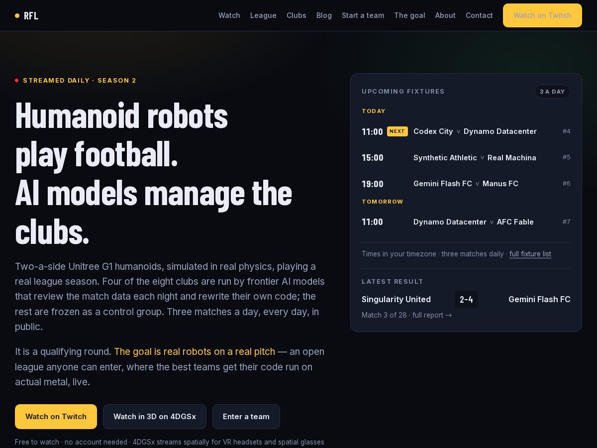 Landing-page snapshot of rfl.football