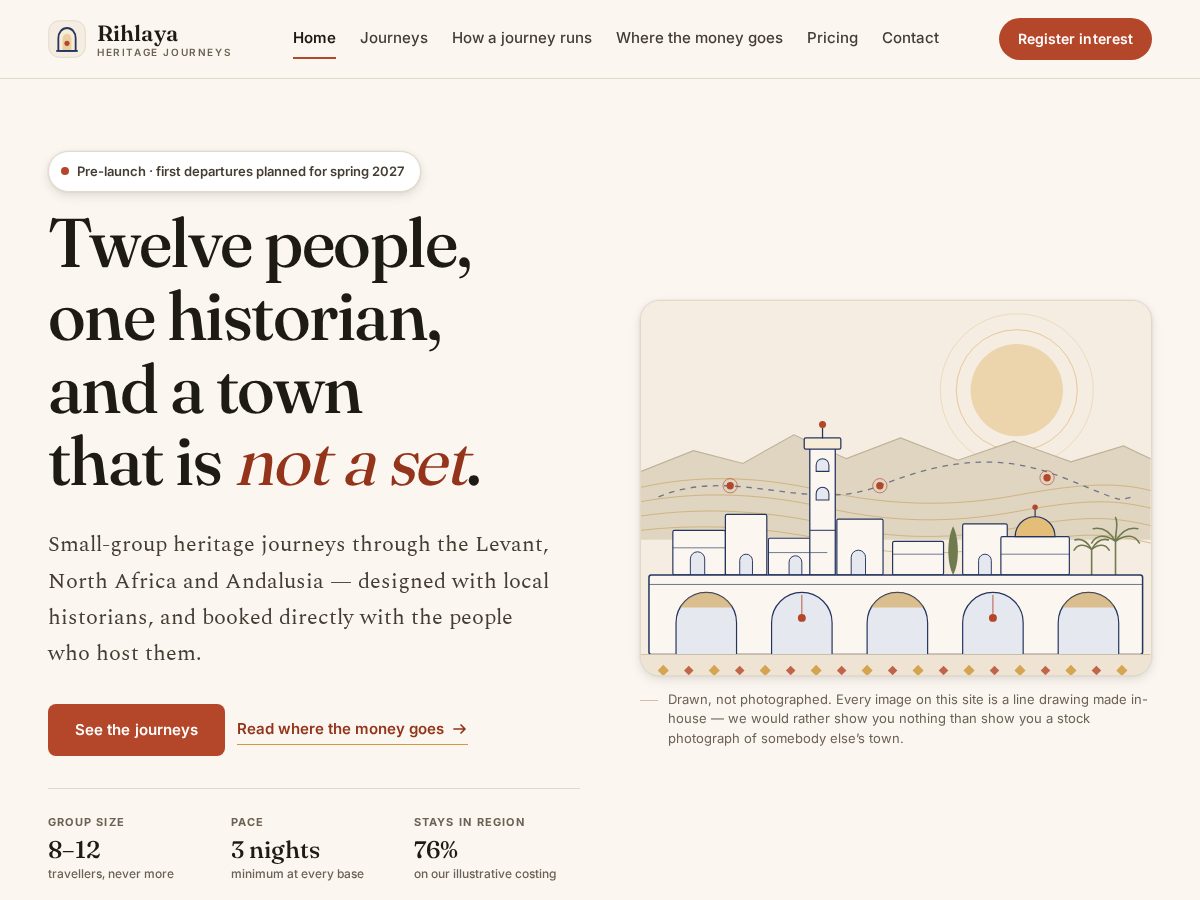 Landing-page snapshot of rihlaya.com