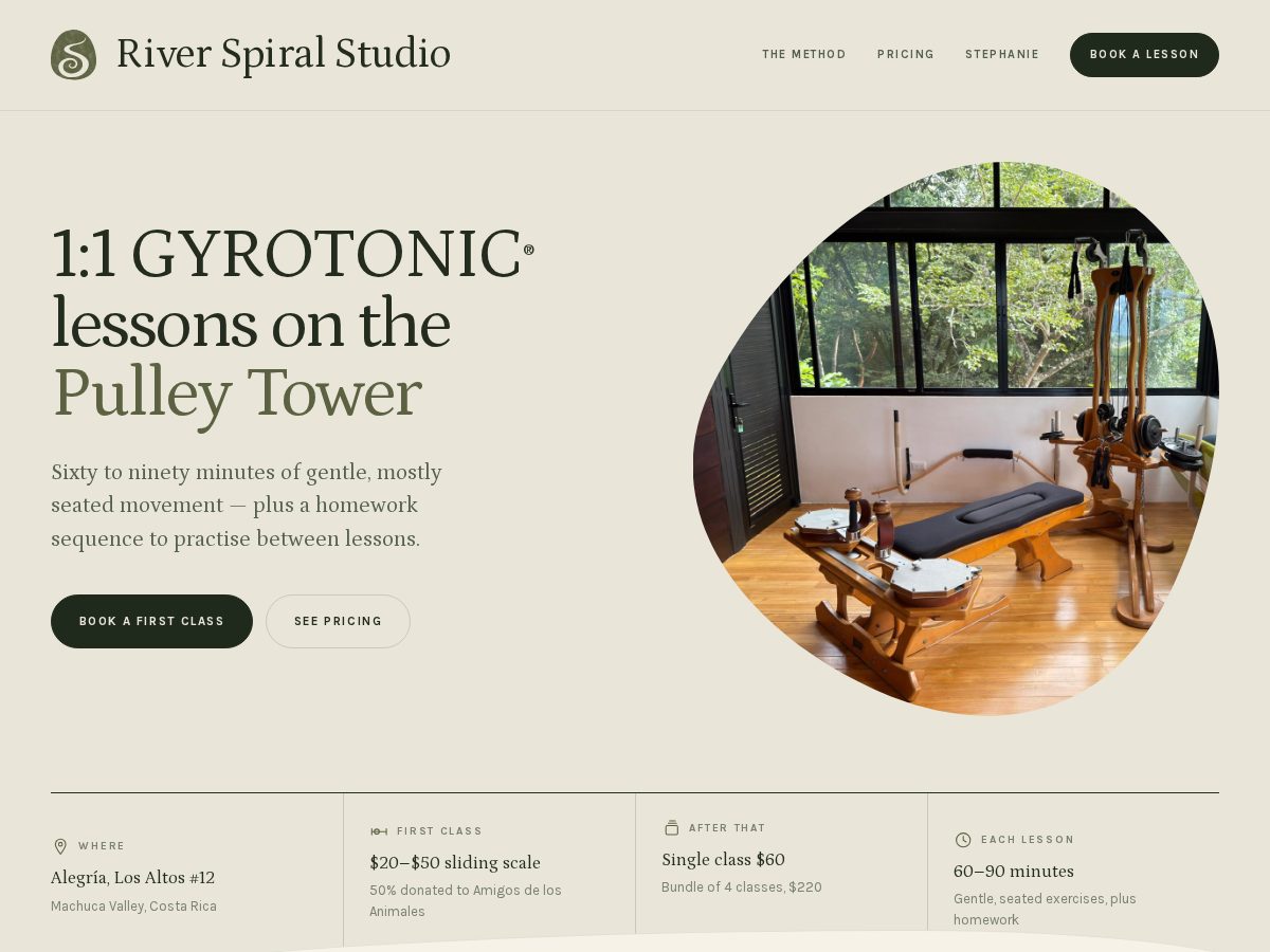 Landing-page snapshot of riverspiralstudio.com