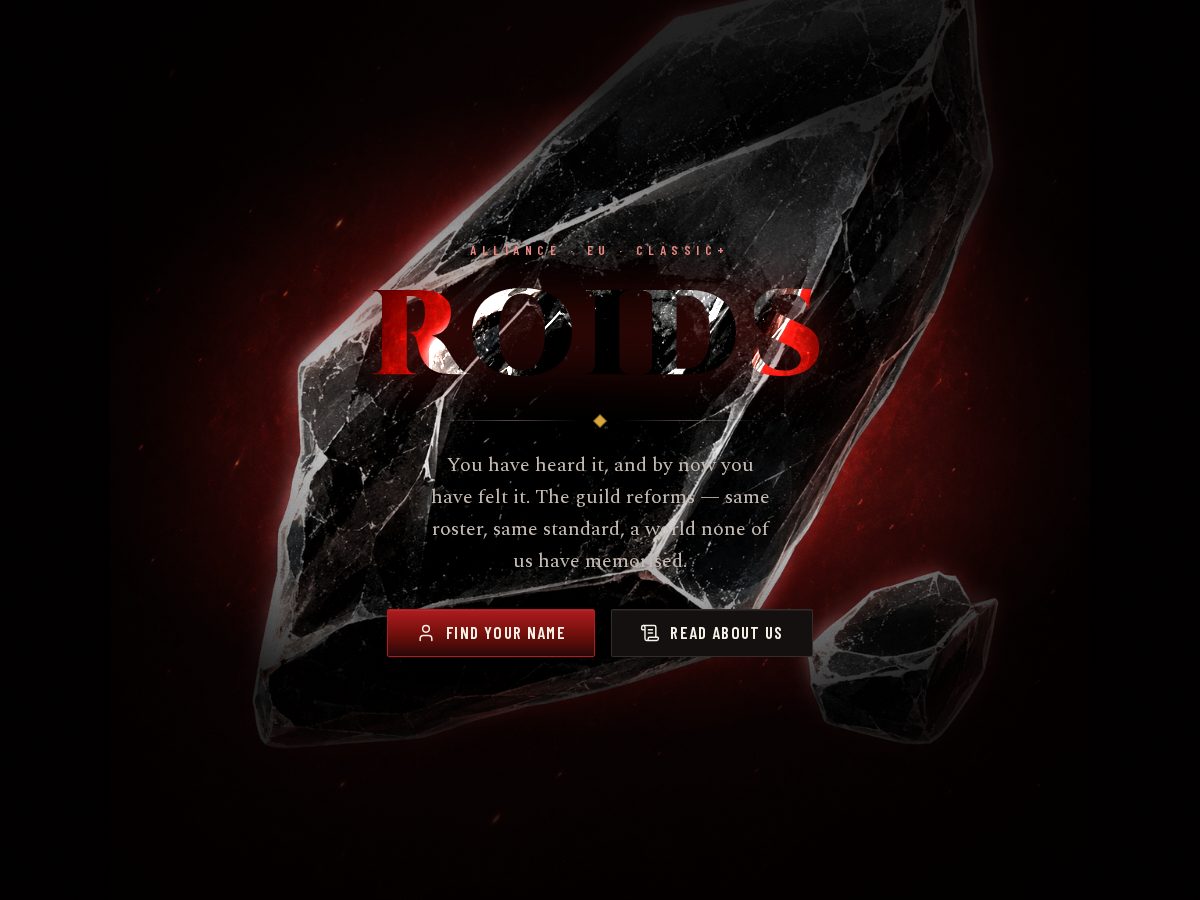 Landing-page snapshot of roids.wtf