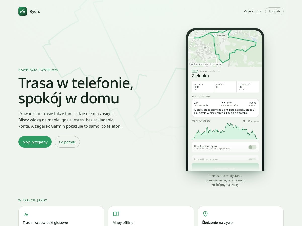 Landing-page snapshot of rydionav.com