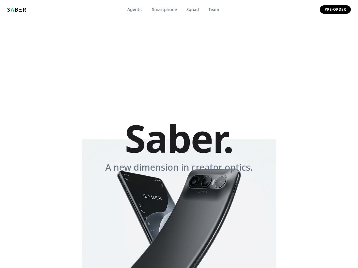 Landing-page snapshot of saber.green