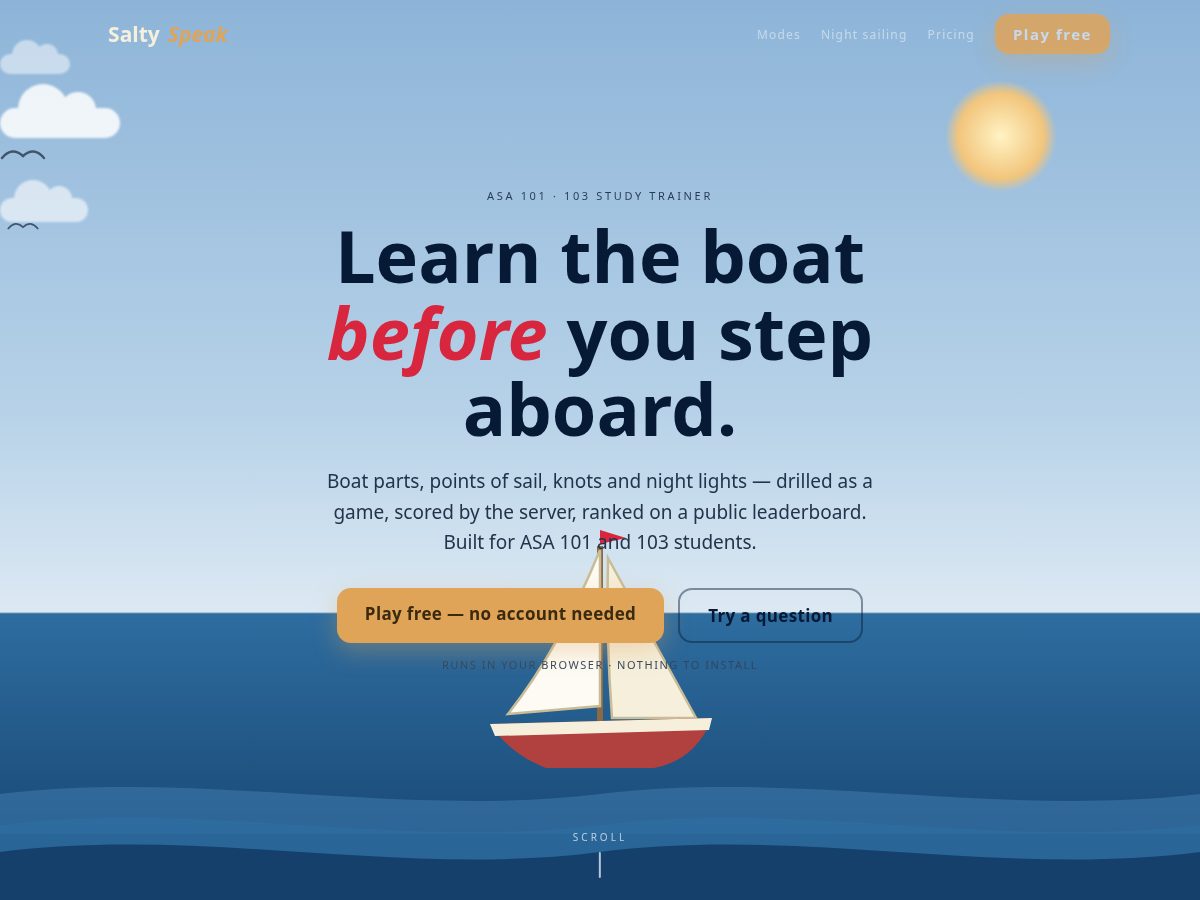 Landing-page snapshot of saltyspeak.com
