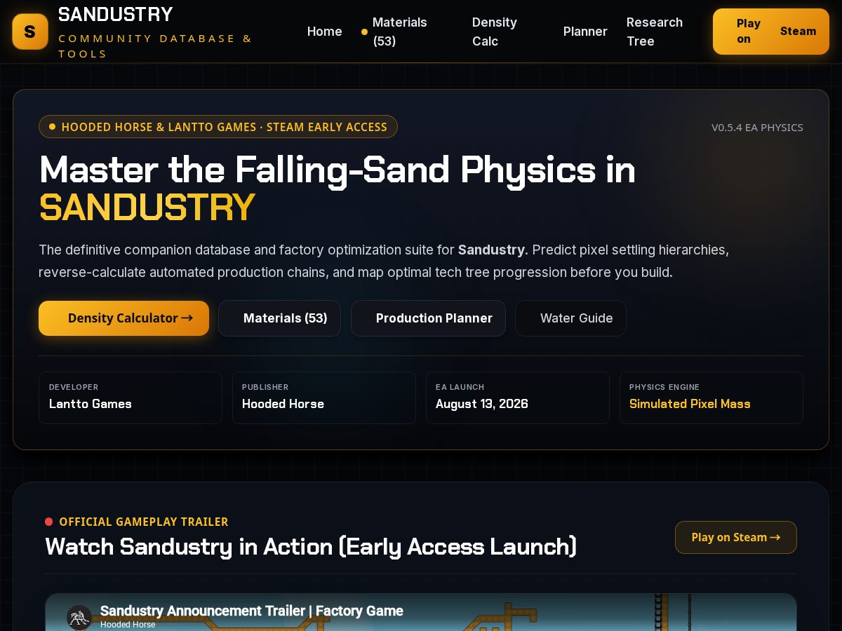 Landing-page snapshot of sandustrydb.com
