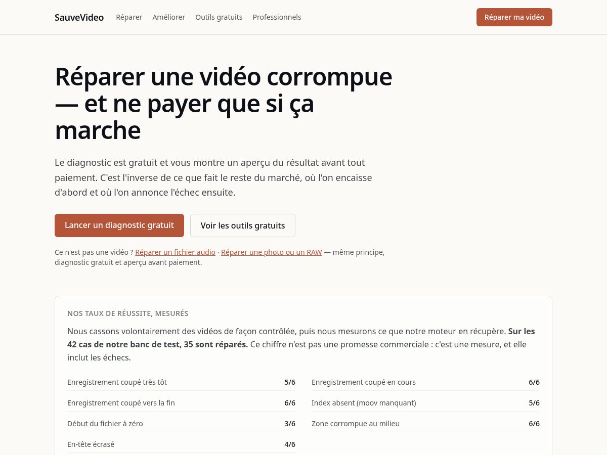 Landing-page snapshot of sauvevideo.com