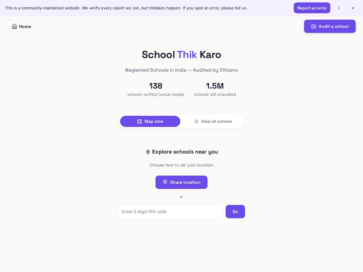 Landing-page snapshot of school-thik-karo.online