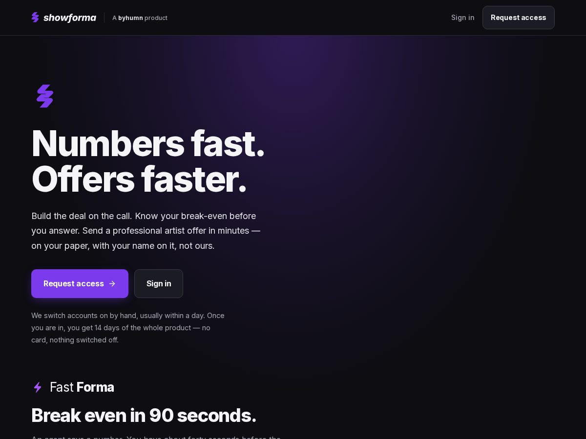 Landing-page snapshot of showforma.com