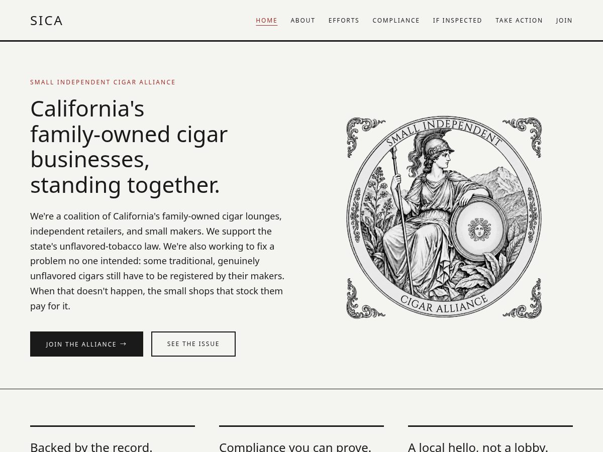 Landing-page snapshot of sicalliance.org