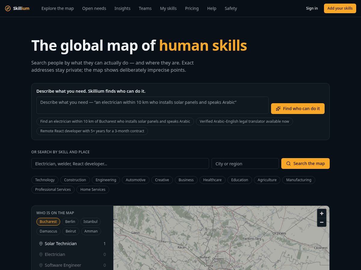 Landing-page snapshot of skillium.net