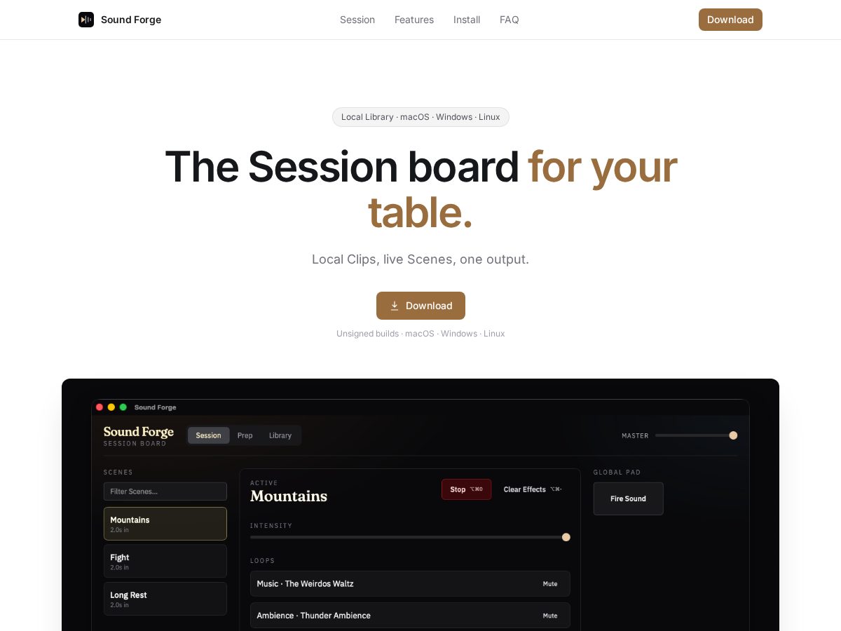 Landing-page snapshot of sound-forge.org