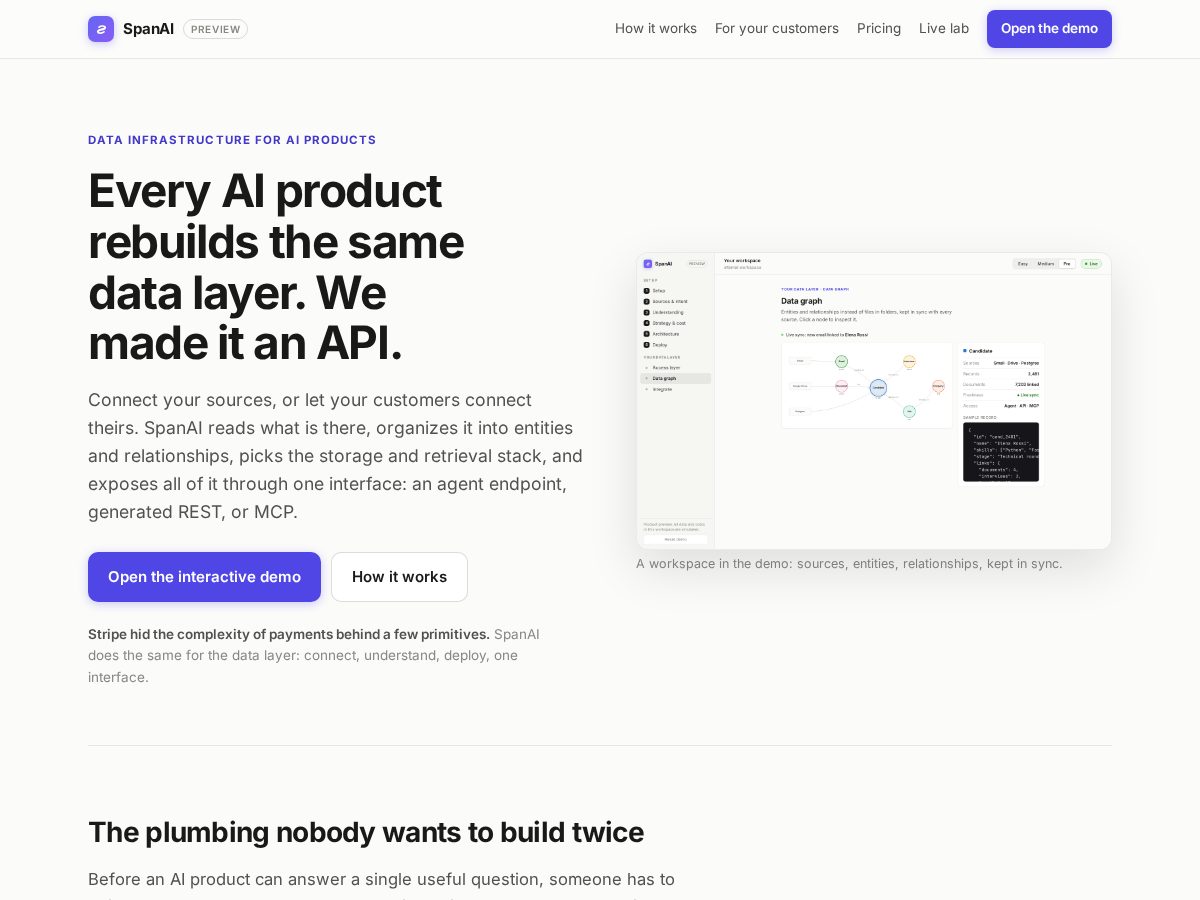 Landing-page snapshot of spanai.cloud