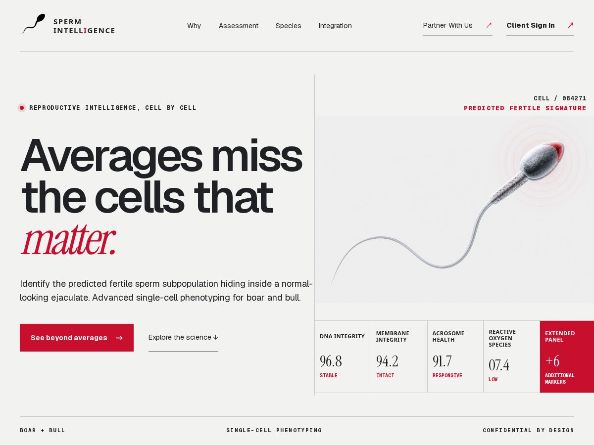Landing-page snapshot of spermintelligence.com