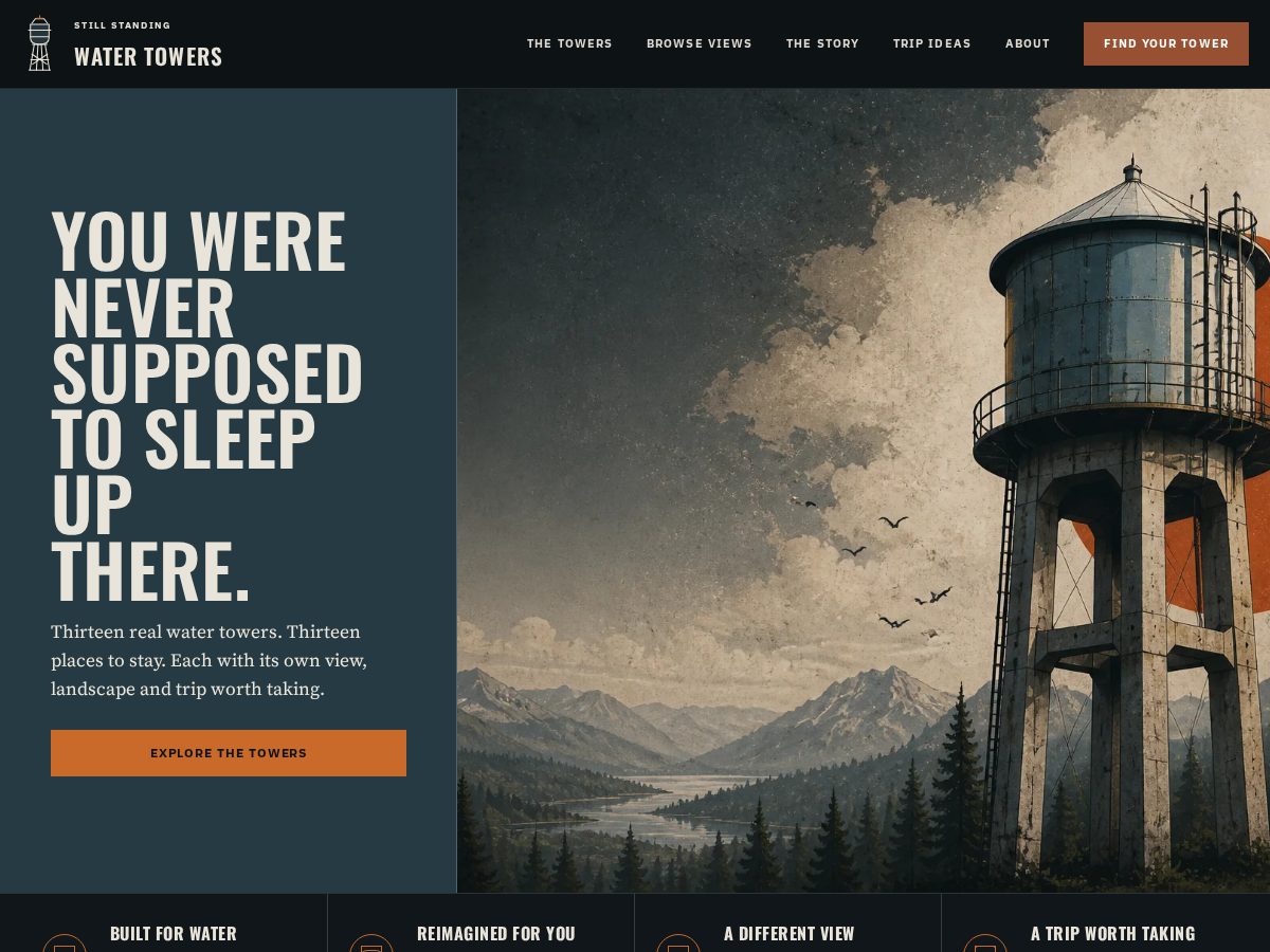 Landing-page snapshot of stillstandingtowers.com