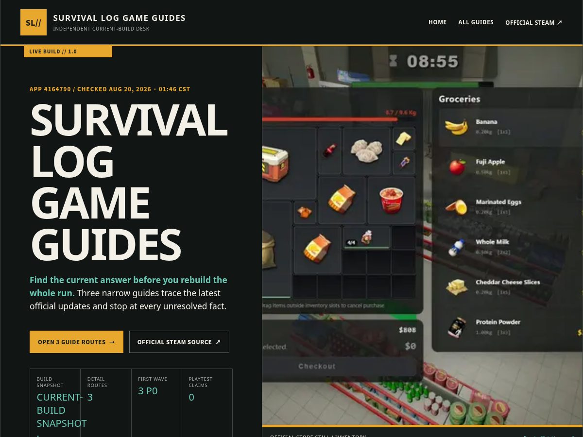 Landing-page snapshot of survivallog.help