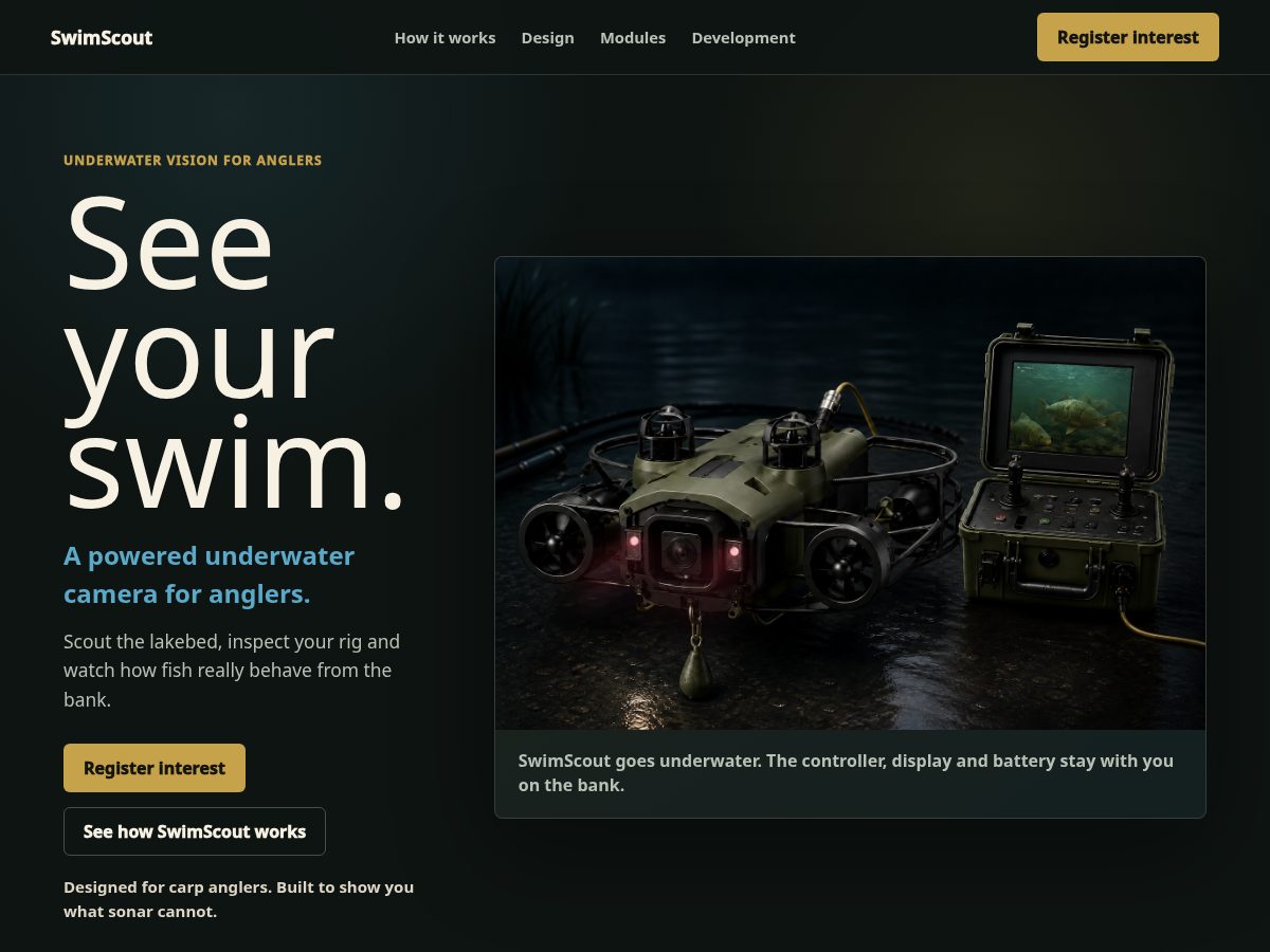 Landing-page snapshot of swimscout.pro