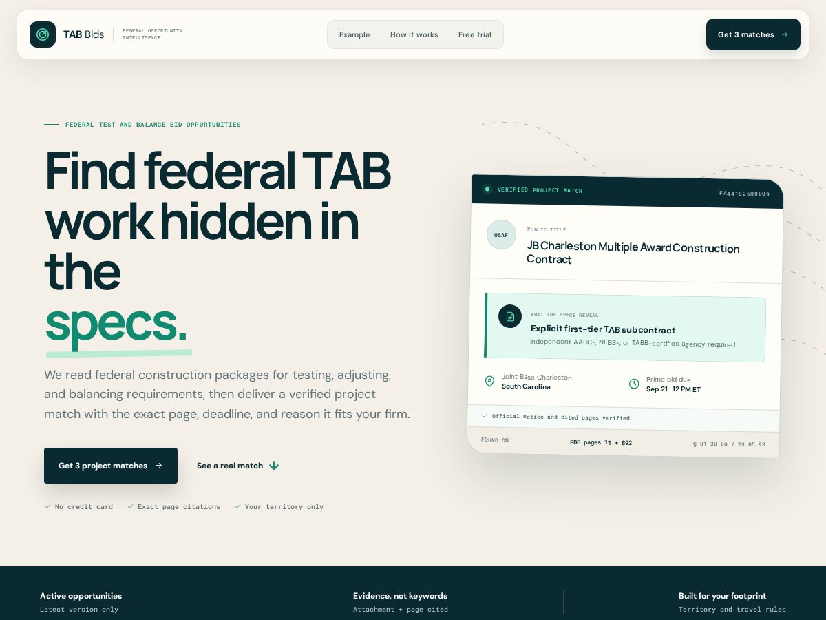 Landing-page snapshot of tabbids.com