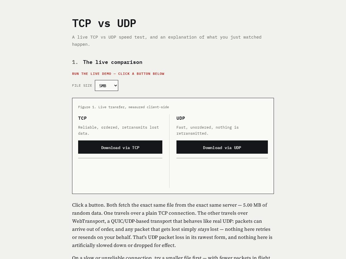 Landing-page snapshot of tcp-vs-udp.com