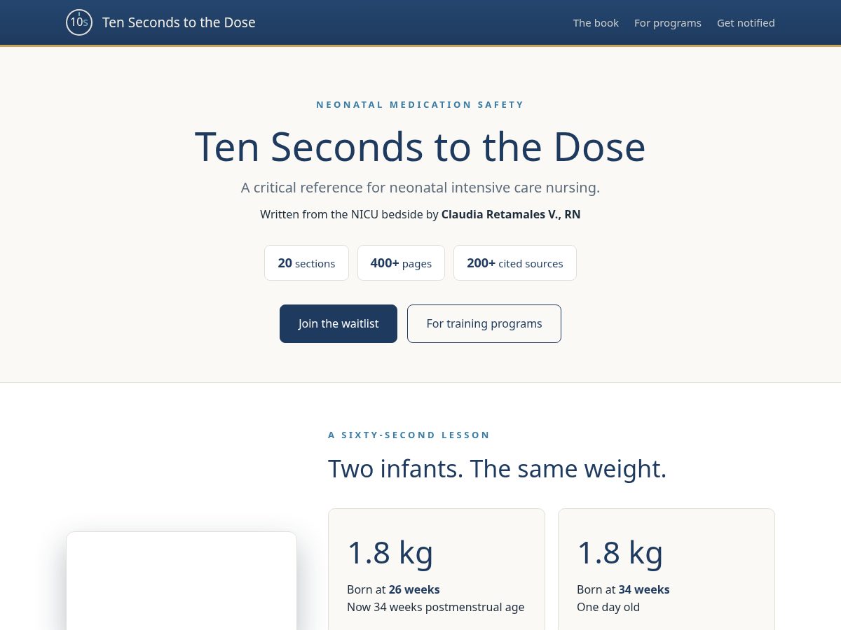 Landing-page snapshot of tensecondstothedose.com