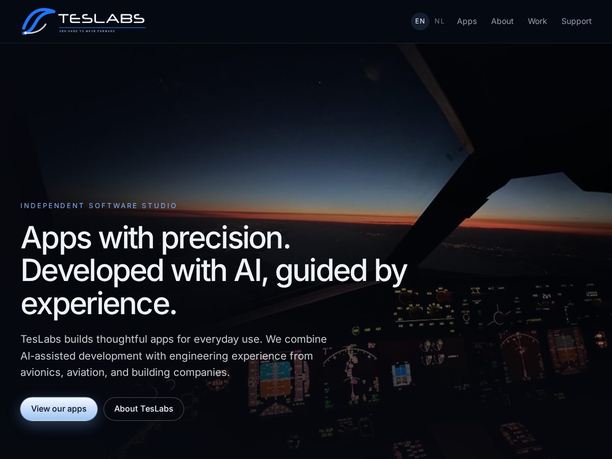 Landing-page snapshot of teslabs.app