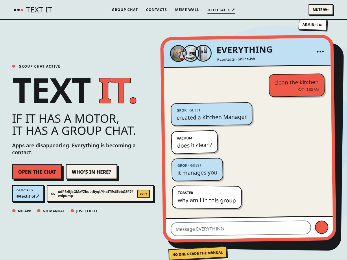 Landing-page snapshot of textit.lol