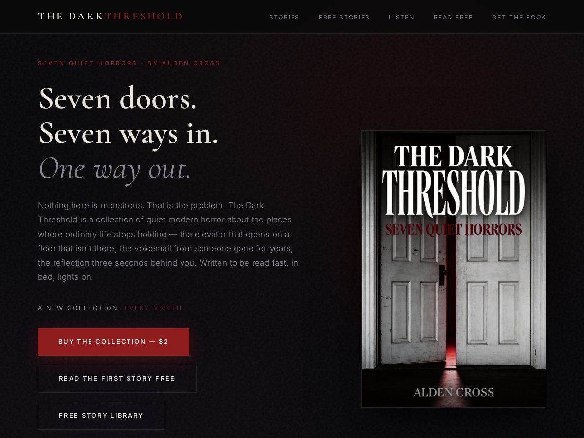 Landing-page snapshot of thedarkthreshold.xyz
