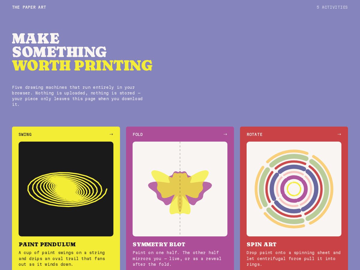 Landing-page snapshot of thepaperart.com