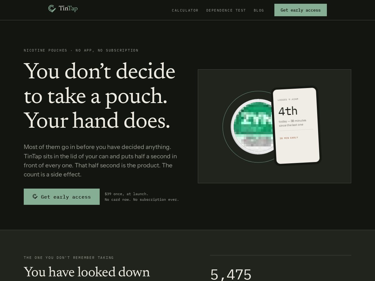 Landing-page snapshot of tintap.app