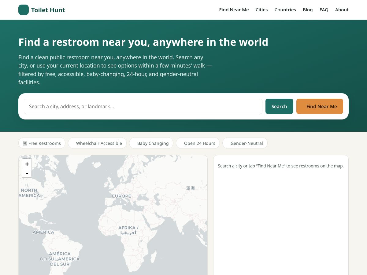 Landing-page snapshot of toilethunt.com
