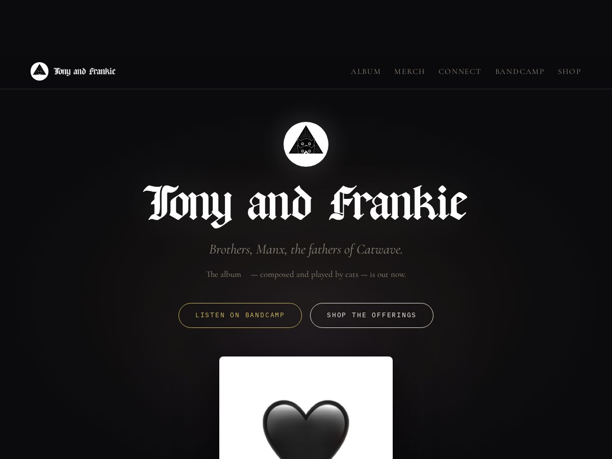Landing-page snapshot of tonyandfrankie.com