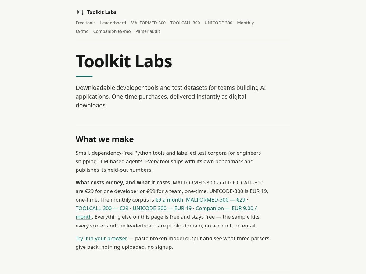 Landing-page snapshot of toolkitlabs.org